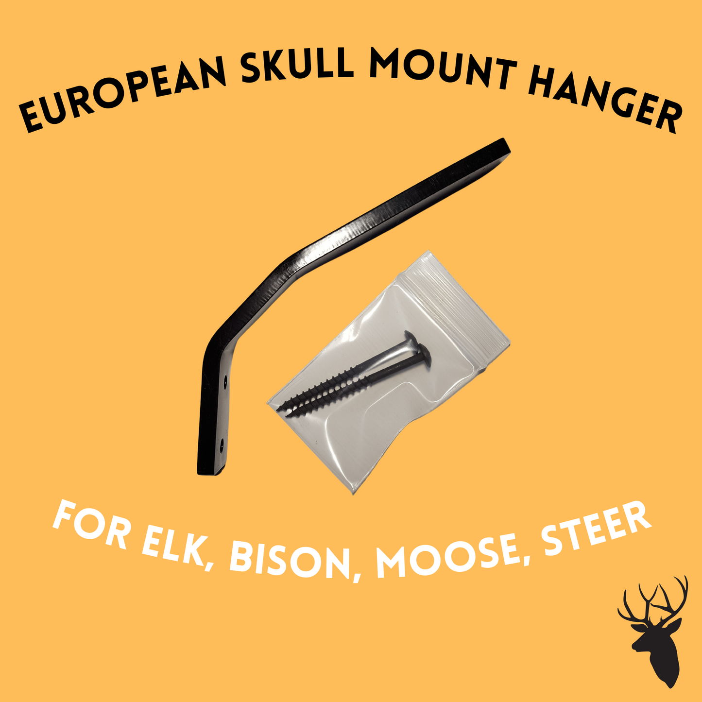 European skull mount hanger for elk (without long whale tails), bison, moose, steer